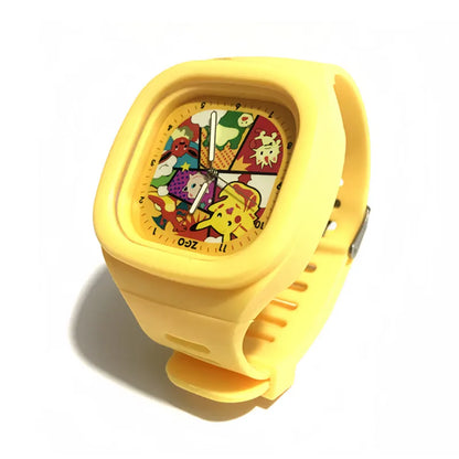 Pocket Monster Watch Anime Pikachu Cartoon Children's Quality Cute Square Watch Gift Box Series Children's Christmas Gifts