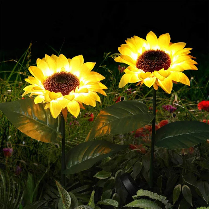 3 Heads 1 Head Solar Simulation Sunflower LED Lights Garden Yard Lawn Night Lights Landscape Lamp Decor Christmas Flower Light