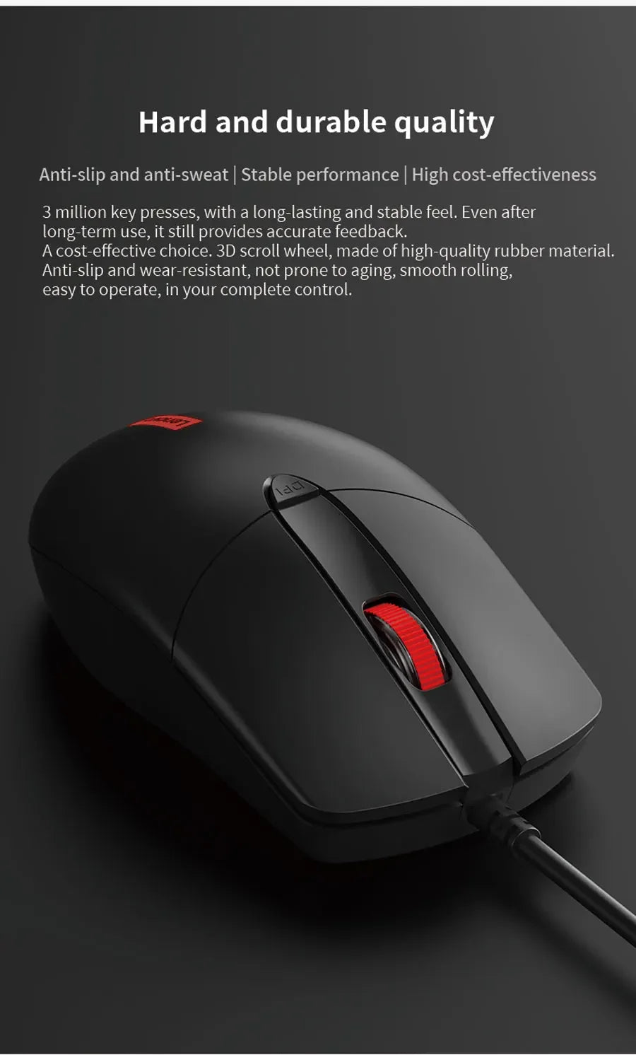 Lenovo Classic Wired Ergonomic Design High Sensitivity Durable USB Optical Gaming Mouse Business Home Pc Laptop Mouse