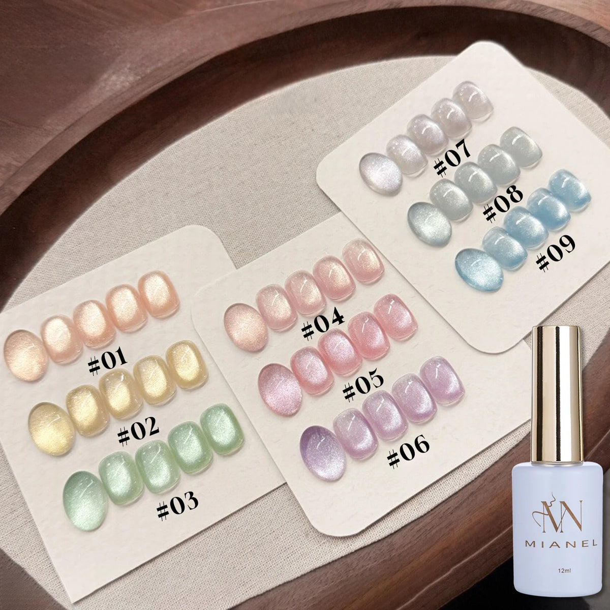 MIANEL 1-16PCS Light Smoke Magnet Cat Eye Gel Nail Polish 2025 New Glass Bead Nude Pink Nail Glue Pink Nails Blue Nails Nail Art