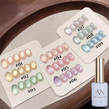 MIANEL 1-16PCS Light Smoke Magnet Cat Eye Gel Nail Polish 2025 New Glass Bead Nude Pink Nail Glue Pink Nails Blue Nails Nail Art