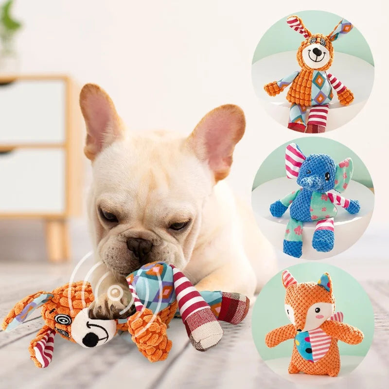Durable Pet Dog Plush Toy for Small Breeds - Animal Shape Squeaky Chew Cleaning Toy for Chihuahua Yorkshire Bichon Puppies