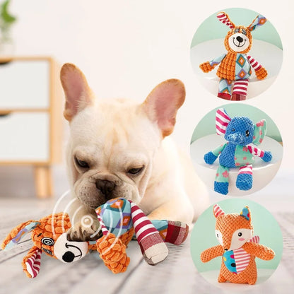 Durable Pet Dog Plush Toy for Small Breeds - Animal Shape Squeaky Chew Cleaning Toy for Chihuahua Yorkshire Bichon Puppies