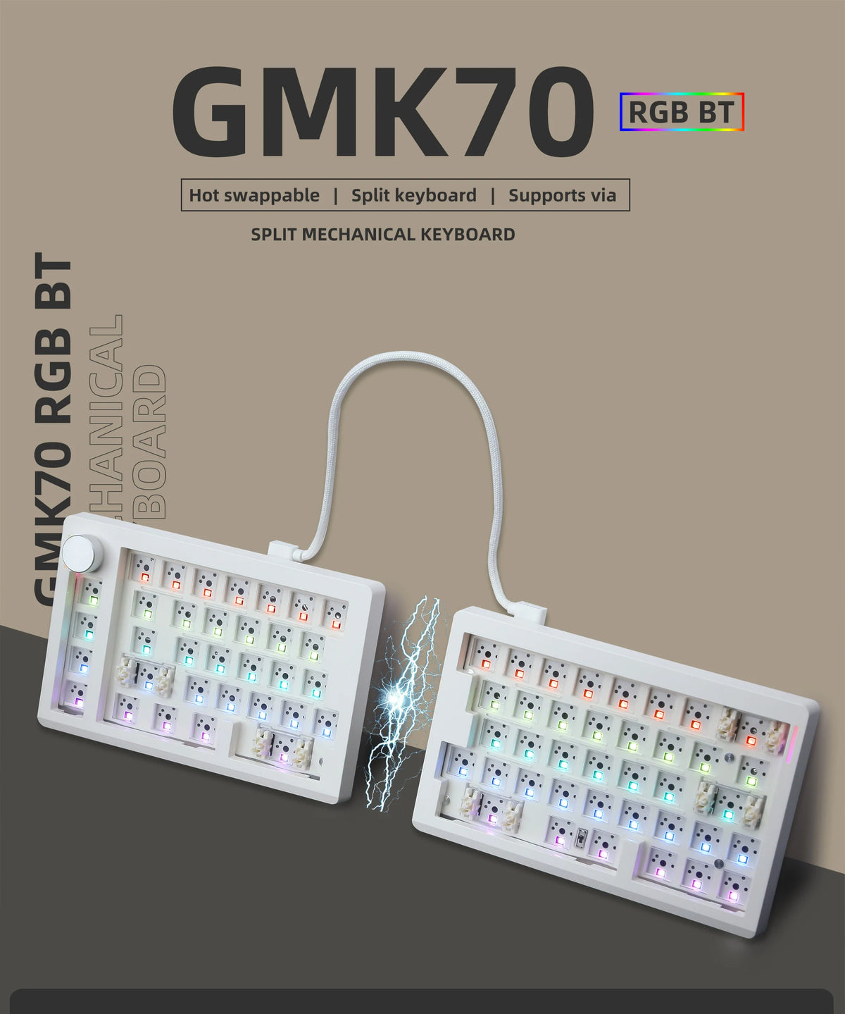 ZUOYA GMK70 VIA/Qmk separate Gaming Mechanical Keyboard kit  Wired Wireless Bluetooth Hot Swappable Gasket Customized Split