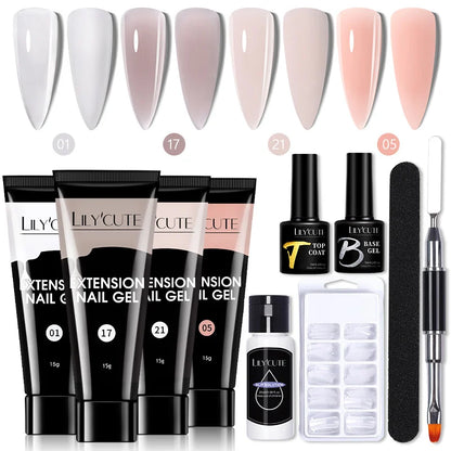 LILYCUTE Nail Gel Set 6W LED Lamp Full Manicure Set Vernis Semi Permanent Quick Extension Nail Kit Gel Set For Nails Tool Kit