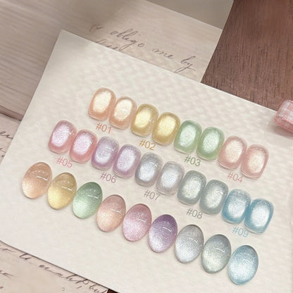 MIANEL 1-16PCS Light Smoke Magnet Cat Eye Gel Nail Polish 2025 New Glass Bead Nude Pink Nail Glue Pink Nails Blue Nails Nail Art