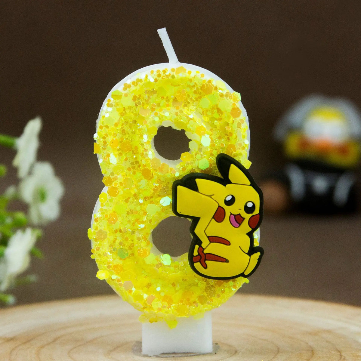 Birthday candle yellow Pikachu party cake decoration plug-in digital candle 0-9