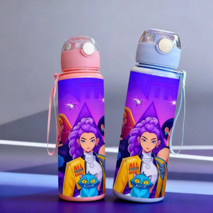 Kids' K-Pop Demon Hunters Portable Water Bottle: 3D Printed Leak-Proof Drinkware