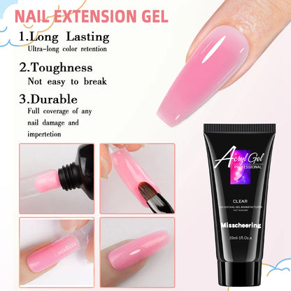 30ml Solid Color Nail Extension Gel Nail Build Poly  Acrylic Gel Uv Led Quick Extension Of Crystal Model Painless Crystal Glue
