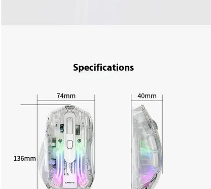 LANGTU G4 Three Mode RGB Bluetooth Wireless Mouse - Desktop Laptop Gaming Office Silent Transparent Mouse
