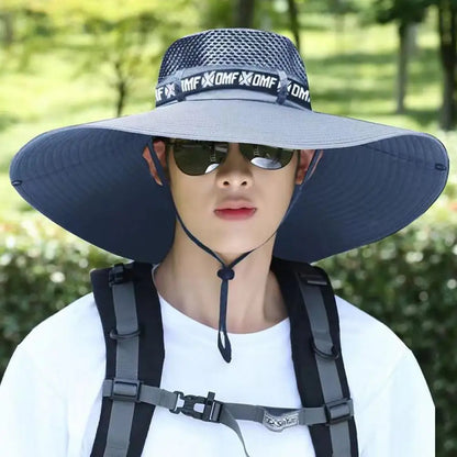 Summer Large Sun Hat Men Women Breathable Fishing Caps Sun UV Protection Mesh Fisherman Hat Hiking Outdoor Beach Cap