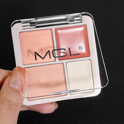 4 Color Pink Peach Blush Powder Cream Palette Highlighter Matte Expanding Color Brightening Face Blusher Rouge Makeup Cheek Tint