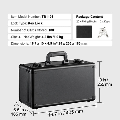 SucceBuy Graded Card Storage Box 4 Slots or 5Slots with Key Lock or Coded Lock Foam Dividers for 96/108/120/162 PSA Graded Cards