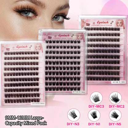 10 rows, 120 clusters of natural eyelashes, glue free eyelashes, self-adhesive false eyelashes,  makeup, eyelash extension