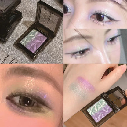 Chameleon Gradient Eyeshadow Palette Glitter Smokey Silver Blue Highlighter Metallic Pearlescent Eyes Makeup Lasting Brightening