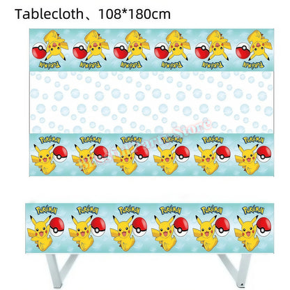Pokemons Birthday Party Decoration Lightning Pikachu Balloon Tableware Kit Cup Plate Gift Bag Kid Favor Gift Baby Shower Supplie