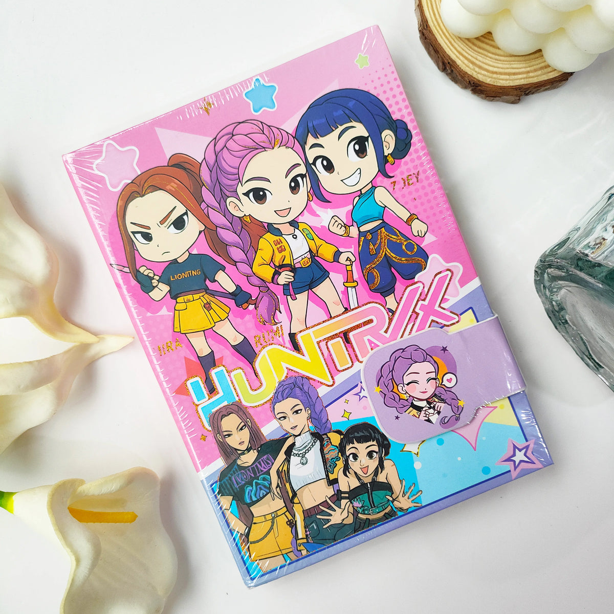 4PCS 32K Korean Style Journal Notebook, Anime Girl Group Magnetic Buckle Diary, Colorful Durable Student Stationery