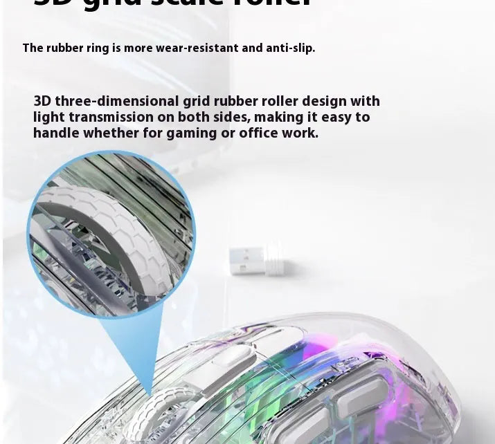 LANGTU G4 Three Mode RGB Bluetooth Wireless Mouse - Desktop Laptop Gaming Office Silent Transparent Mouse
