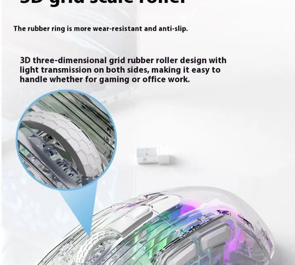 LANGTU G4 Three Mode RGB Bluetooth Wireless Mouse - Desktop Laptop Gaming Office Silent Transparent Mouse
