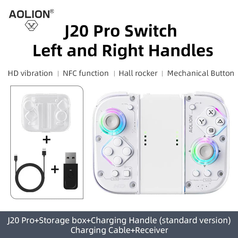 Aolion J20 Knight Wireless Gamepad with Left And Right Switch Hall Joystick Motion Sensing Custom For NS Joycon Game Accessories
