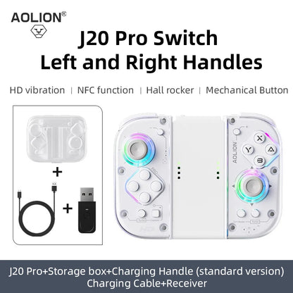 Aolion J20 Knight Wireless Gamepad with Left And Right Switch Hall Joystick Motion Sensing Custom For NS Joycon Game Accessories