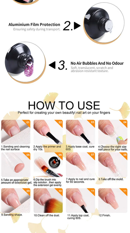 LIMEGIRL Acrylic Manicure Kit UV LED Light Semi-Permanent Gel Varnish Kit Gel Extension Nail Kit Dryer Soak Manicure Tool Kit