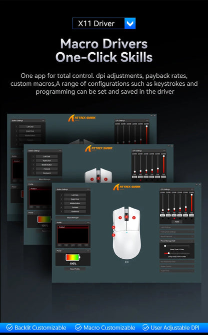Attack Shark X11 X11SE Wireless Gaming Mouse,1000 Hz,2.4G RGB Optical Mouse,16000 DPI,Ergonomic Computer Mice for PC Laptop Mac