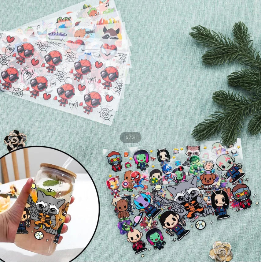 26 New cute Styles Cartoon Pokemon Friends 16oz UV DTF 3D Phone Sticker Decals Wraps Glass Can Cups Creative Craft DIY Gifts