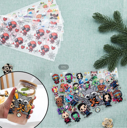 26 New cute Styles Cartoon Pokemon Friends 16oz UV DTF 3D Phone Sticker Decals Wraps Glass Can Cups Creative Craft DIY Gifts