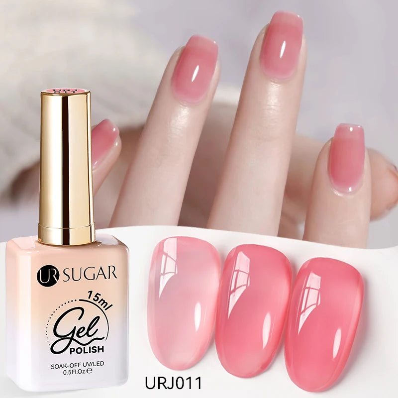 UR SUGAR 15ml Jelly Milky White Translucent Color Gel Polish Semi Permanent UV Gel Nail Art Soak Off Gel Varnish Latest Fashion