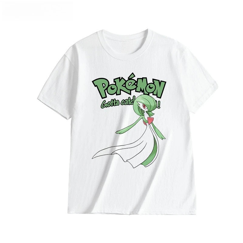 2025 Summer Poksammon Animation Brand 100% Cotton Bulbasaur Printed T-shirt for Men and Children Harajuku Casual Short Sleeve