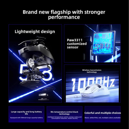 AULA SC650 Wireless Mouse Tri Mode Lightweight Design PAW3311 Sensor 12000dpi 1000Hz gaming mice Customized Pc Accessories gifts