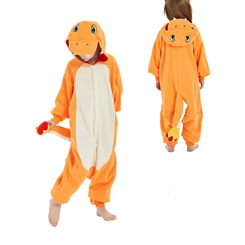 Cartoon Kigurumi Dragon Onesie Boys Halloween Festival Party Cosplay Costume Kids Pajama Children Charizard One Piece Outfit
