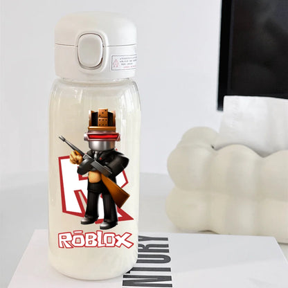 600ml Game Roblox Transparent Straw Water Cup Portable Large Capacity Straw Water Bottle Student Water Cup Plastic Sports Cup