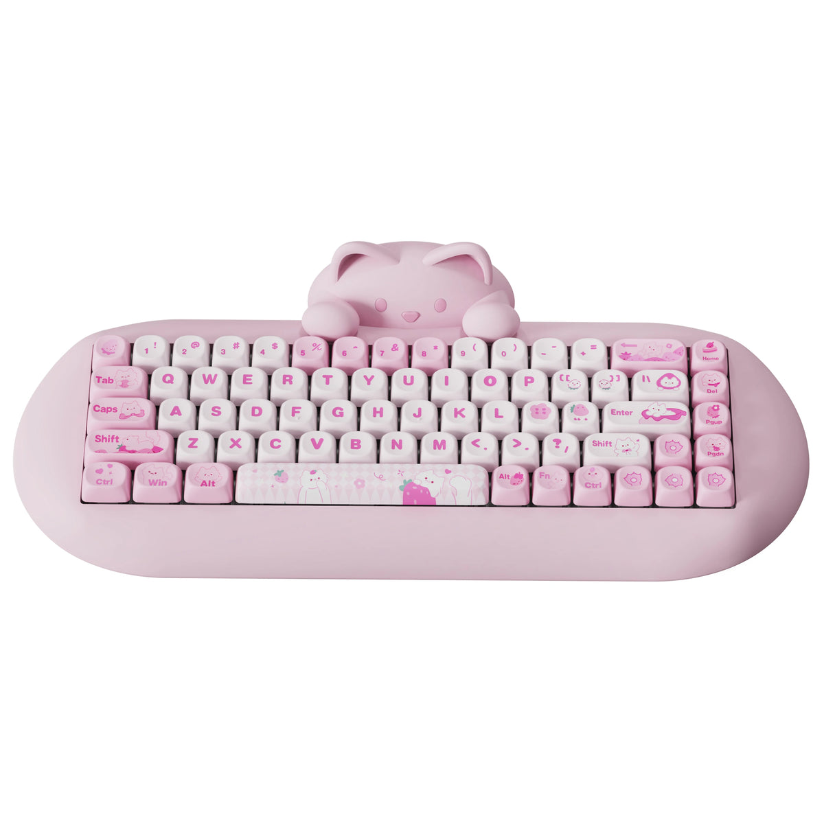 YUNZII C68 Pink 65% Hi-Fi Cute Cat Silicone Hot Swap NKRO  Ergonomic Wireless BT5.0/2.4G/Wired RGB Mechanical Gaming Keyboard