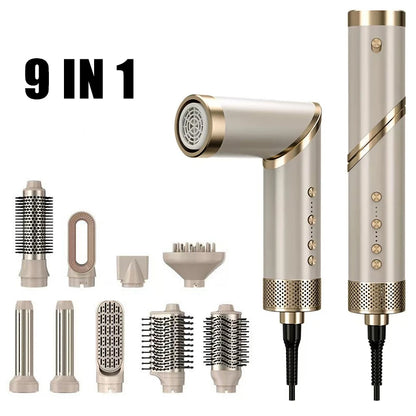 9 in 1 Hair Dryer Hot Comb Set Professional Curling Iron Hair Straightener Styling Tool For Professional Hair Dryer Household