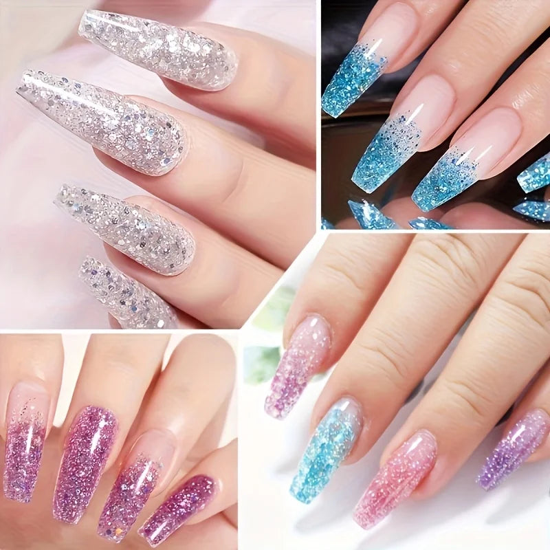 Poly Gel Nail Kit 8 Colors with Nail Lamp Extension Gel Kit Nude Clear Pink Black Glitter Complete Starter Tools for Beginner