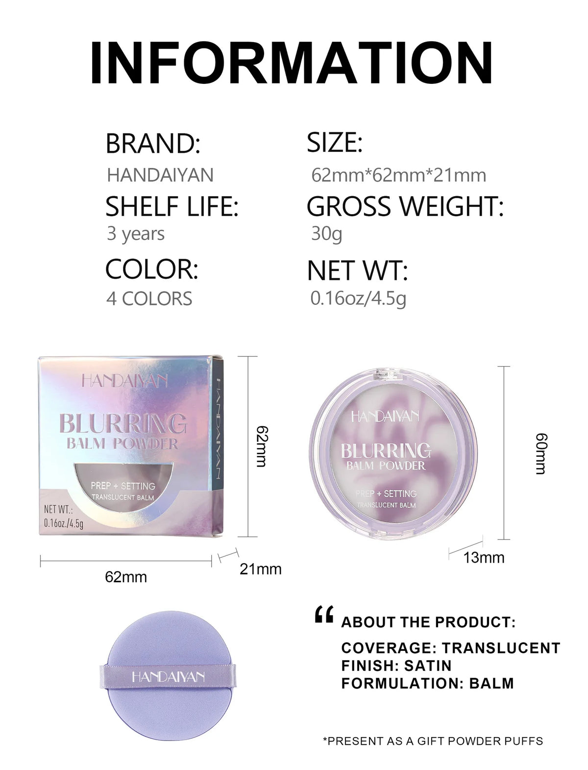 Long Lasting Oil Control Setting Powder Cream Cake Sweatproof Translucent Loose Finishing Makeup