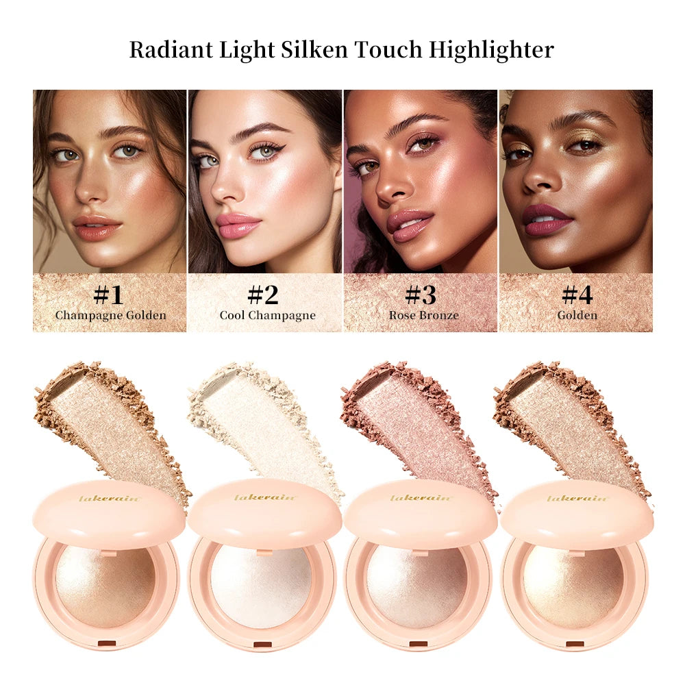 LongLasting Waterproof Face Highlighter Powder Instant Silky Skin Glow Baked Shimmer Illuminator Makeup Contouring Glitter