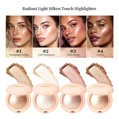 LongLasting Waterproof Face Highlighter Powder Instant Silky Skin Glow Baked Shimmer Illuminator Makeup Contouring Glitter