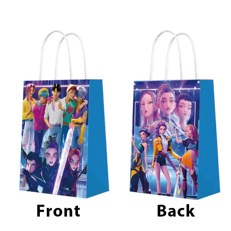 Hunters K-Pop Idol Party Favor Bags: 12-Piece Sealable Gift Bag Set with Stickers