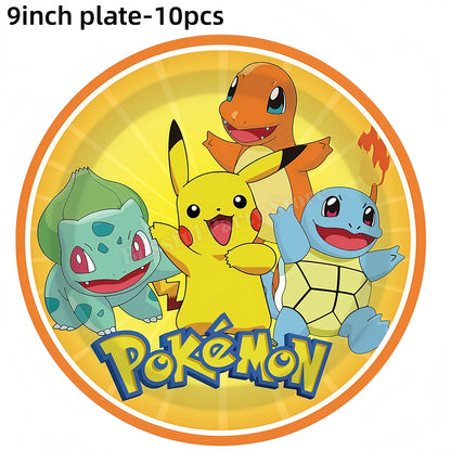 Pokemons Birthday Party Decoration Lightning Pikachu Balloon Tableware Kit Cup Plate Gift Bag Kid Favor Gift Baby Shower Supplie