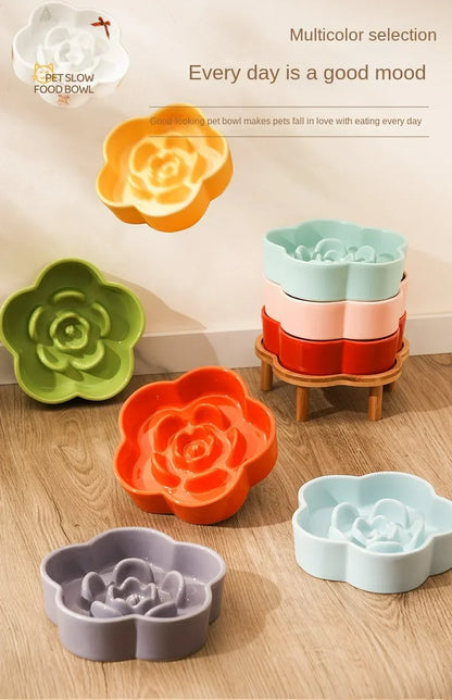 Ceramic Slow Food Bowl Anti-choking Cat Feeding Basin To Prevent Black Chin Small Dog Cat Neck Guard Wooden Frame Slow Food Bowl