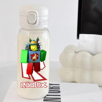 600ml Game Roblox Transparent Straw Water Cup Portable Large Capacity Straw Water Bottle Student Water Cup Plastic Sports Cup