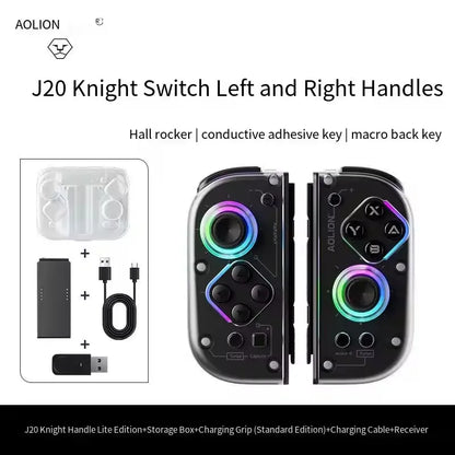 Aolion J20 Knight Wireless Gamepad with Left And Right Switch Hall Joystick Motion Sensing Custom For NS Joycon Game Accessories