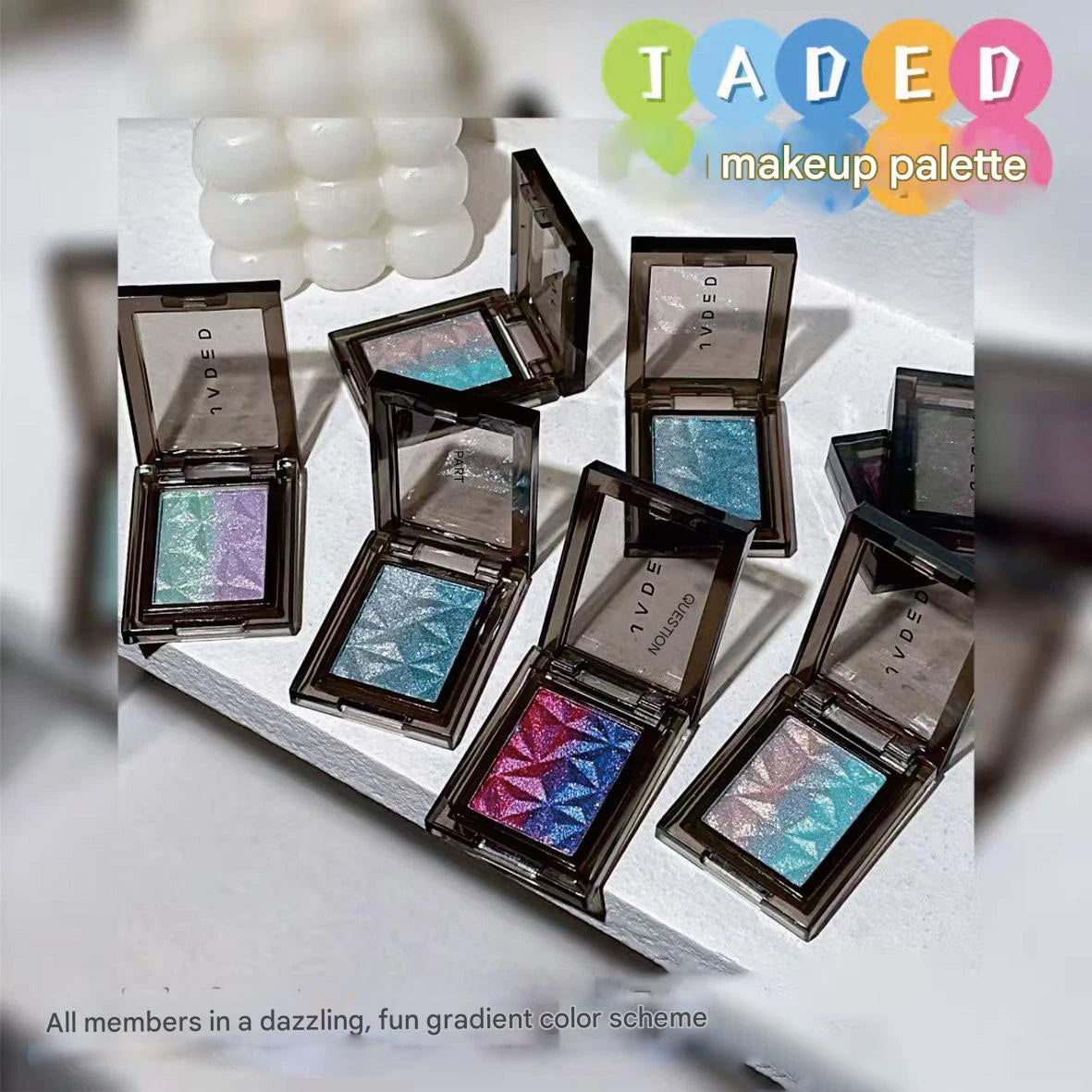 Chameleon Gradient Eyeshadow Palette Glitter Smokey Silver Blue Highlighter Metallic Pearlescent Eyes Makeup Lasting Brightening