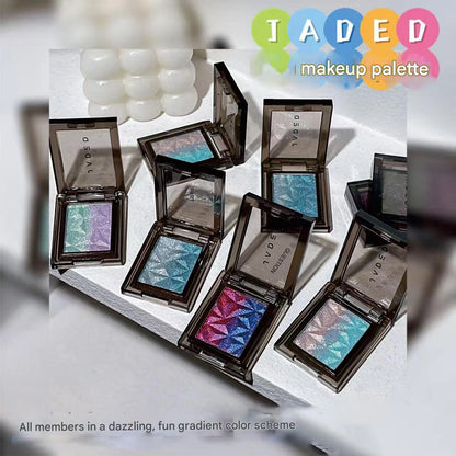 Chameleon Gradient Eyeshadow Palette Glitter Smokey Silver Blue Highlighter Metallic Pearlescent Eyes Makeup Lasting Brightening