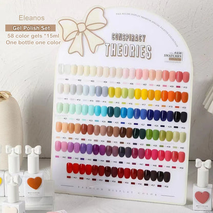 Eleanos 58 Colors Macaron Nail Gel Polish Set TPO FREE Gel Varnishes Nail Salon Wholesale Marnicure UV Gel Learner Kit 15ml