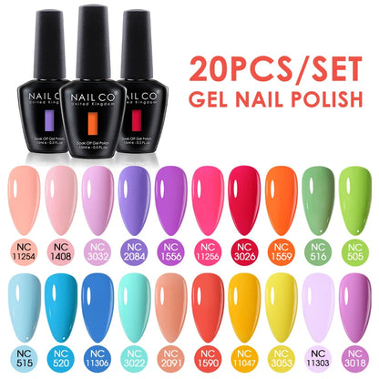 NAILCO 15ml Gel Nail Polish Set 30pcs/Lot Gel Polish Nail Soak Off UV LED Semi-Permanent Varnishes Nail Art Salon Free Shipping
