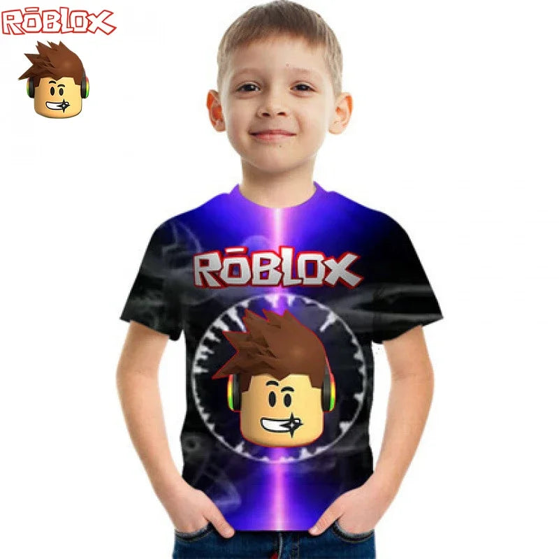 Boys Clothes Girls Kids Roblox Summer Tee Anime Game T-shirt